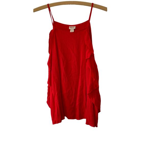Mossimo Tops - Mossimo Red Ruffled Loose Fit Tank Top Women's Size XL